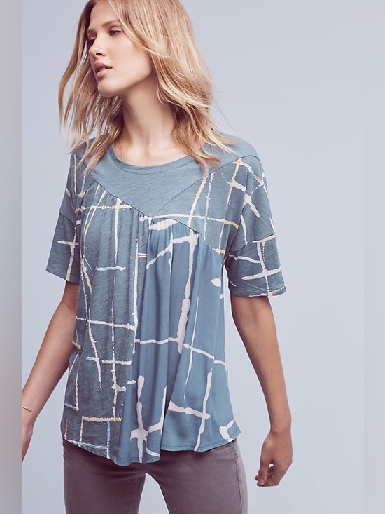Anthropologie Tops - New Anthropologie Akemi + Kin  Light Streaks T-Shirt Top, Blue, Size XS